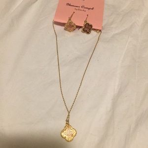 Rose gold and gold earring and necklace set